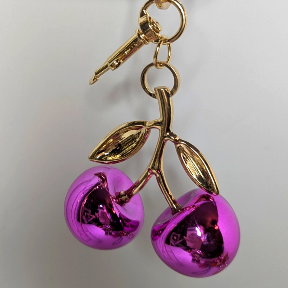 Pink Chrome Cherry Bag Charm